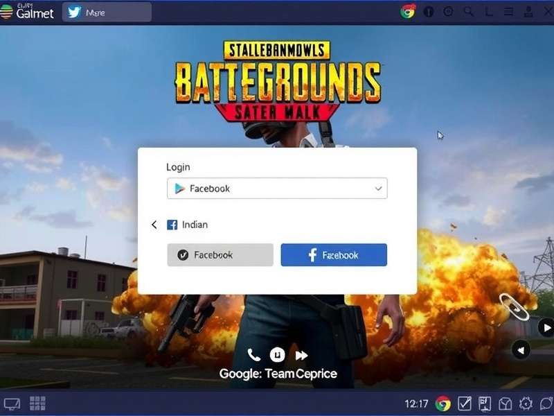 PUBG Mobile Team Deathmatch login screen showing options for Indian players like Google and Facebook